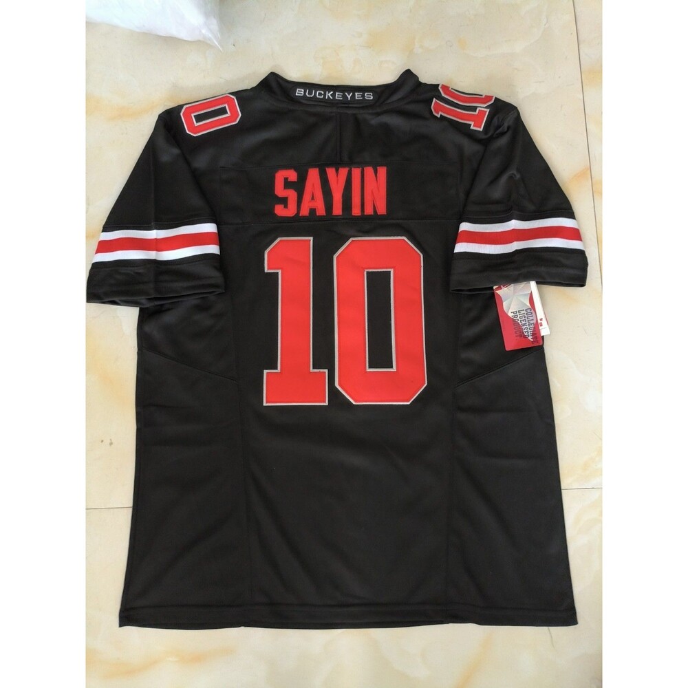 Julian Sayin #10 Ohio State OSU Buckeyes BLACK OUT Stitched Men's Jersey - Picture 2 of 2